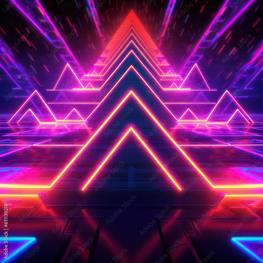 Neon lights background created with Generative AI