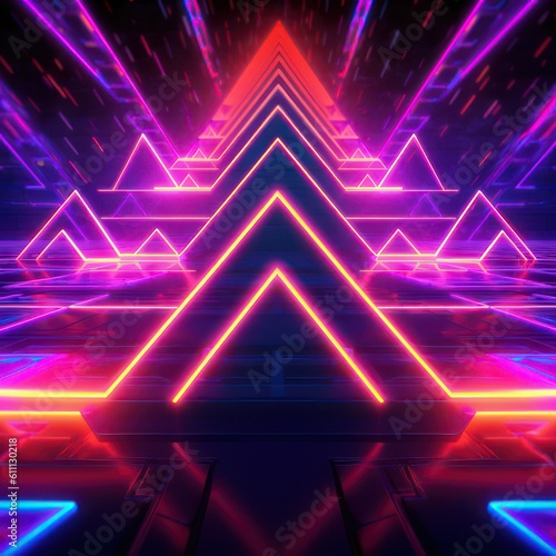 Neon lights background created with Generative AI
