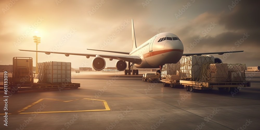 AI Generated. AI Generative. Air craft plane with cargo shipping delivery move transport. Adventure vacation business vibe. Graphic Art AI Generated. AI Generative. Air craft plane with cargo shipping delivery move transport. Adventure vacation business vibe. Graphic Art