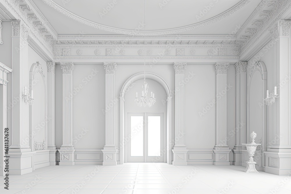 Fototapeta premium Illustration and background of interior white room. Generative AI