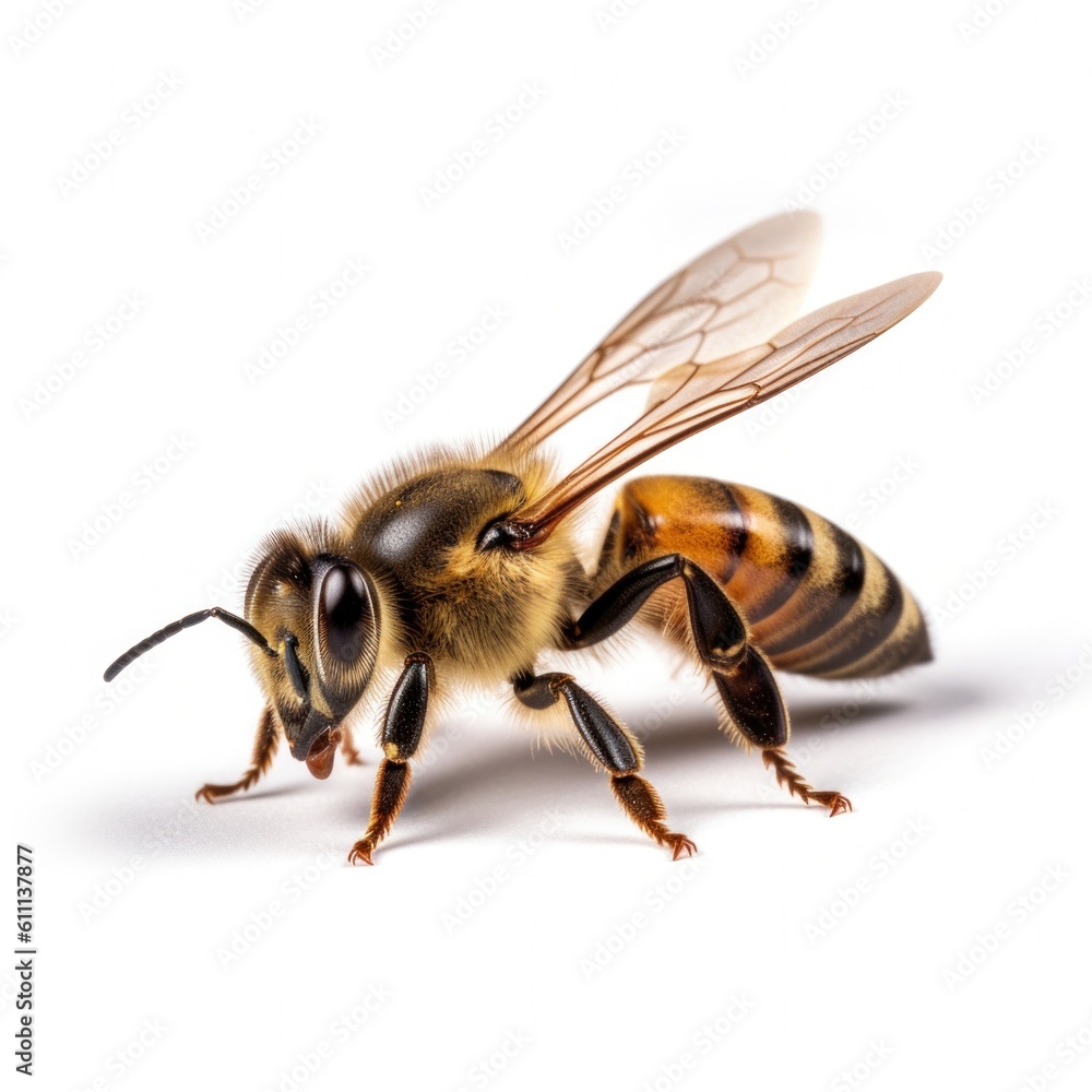 Honey bee isolated. Illustration AI Generative. Honey bee isolated. Illustration AI Generative.