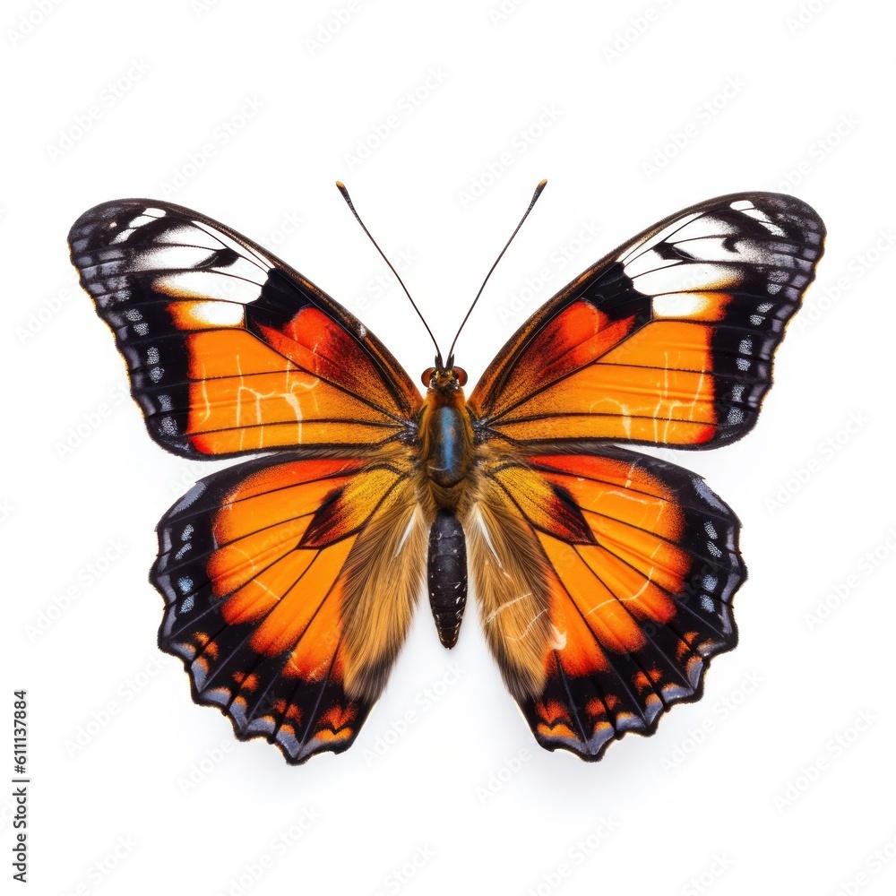 Tropical butterfly isolated. Illustration AI Generative. Tropical butterfly isolated. Illustration AI Generative.