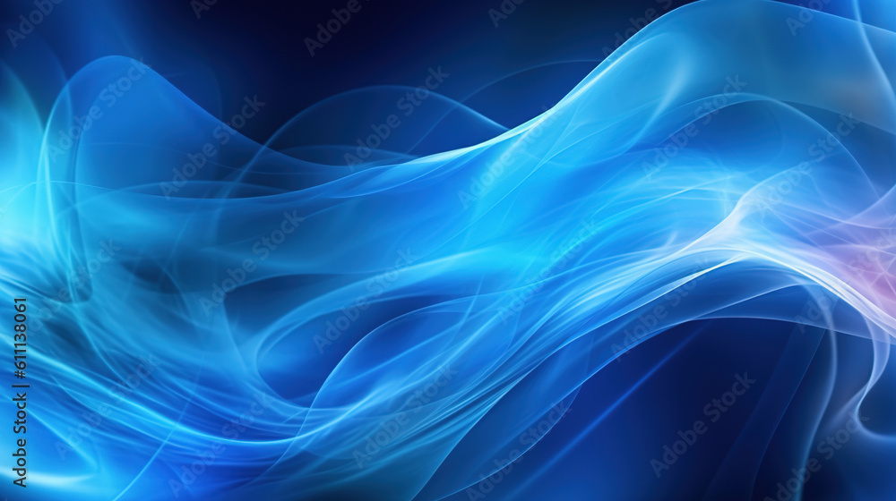 Colored smoke abstract background. Blue wavy strokes of smoke with depth of field. Futuristic digital art. Generative Ai. Colored smoke abstract background. Blue wavy strokes of smoke with depth of field. Futuristic digital art. Generative Ai.