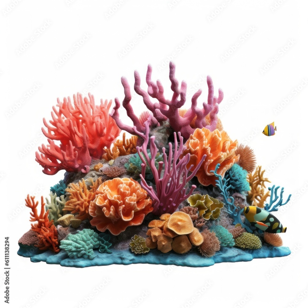 Coral reef isolated. Illustration AI Generative.