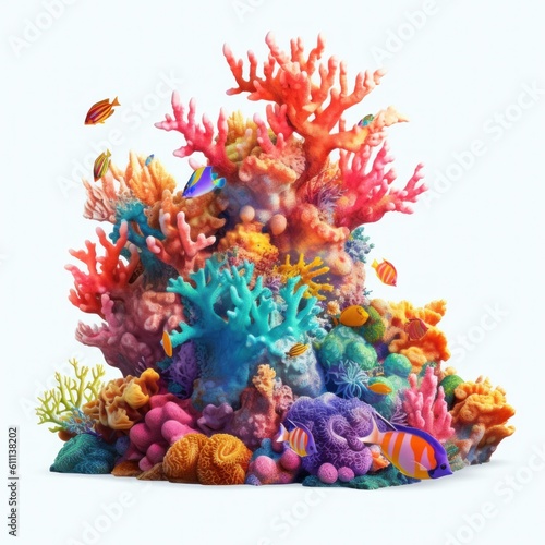 Coral reef isolated. Illustration AI Generative. © ArtCookStudio