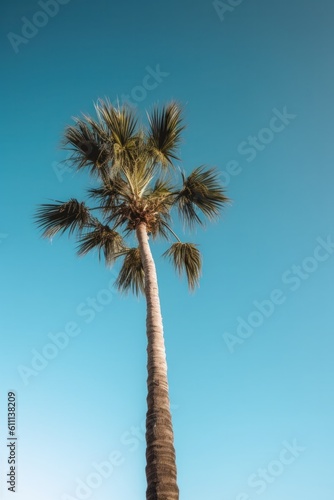 Palm tropical background. Illustration AI Generative. © ArtCookStudio