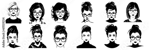 Woman silhouettes set, large pack of vector silhouette design, isolated white background