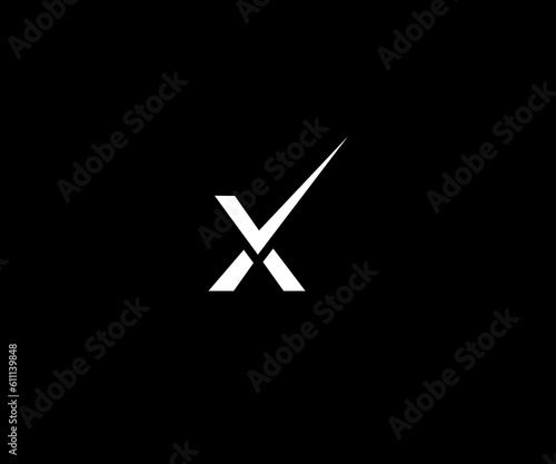 x with check mark logo