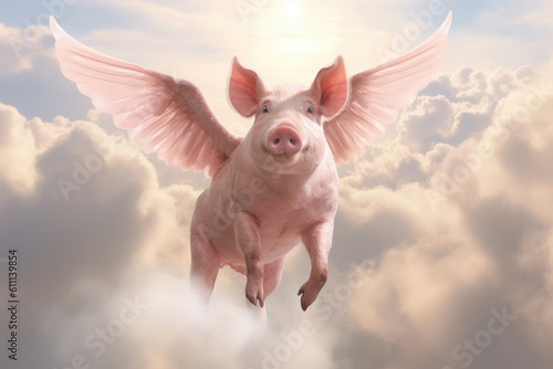 flying pig in the clouds