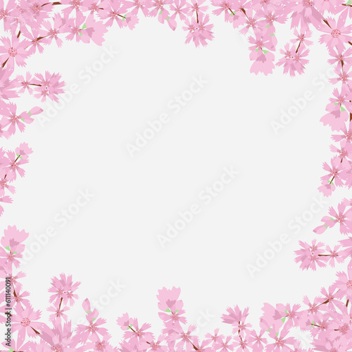 Cherry blossom flower background square social media template banner vector illustration. Cute Pink Floral background for spring summer with copy space.
