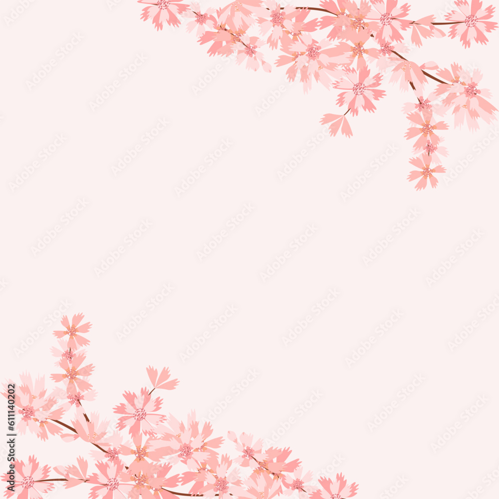 Cherry blossom flower background square social media template banner vector illustration. Cute Pink Floral background for spring summer with copy space. Cherry blossom flower background square social media template banner vector illustration. Cute Pink Floral background for spring summer with copy space.