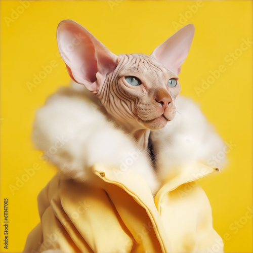 sphinx cat in a warm fur coat photo