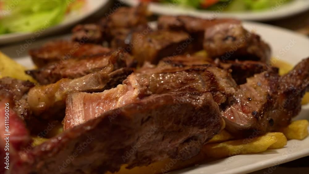 Chuletón de vaca, Galician bone in rib steak at traditional restaurant of Santiago de compostela,Spain Chuletón de vaca, Galician bone in rib steak at traditional restaurant of Santiago de compostela,Spain