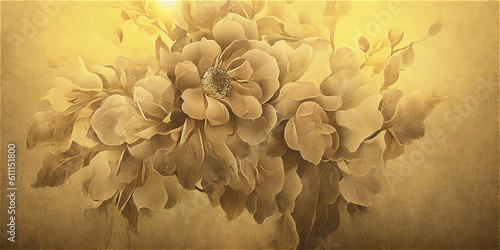 金の花模様の背景デザイン　Generative AI