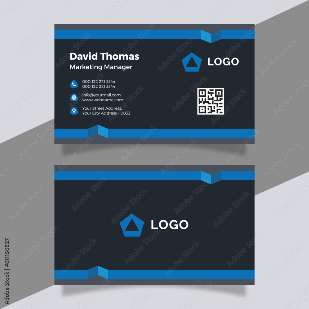 Fototapeta premium Black and blue business card design
