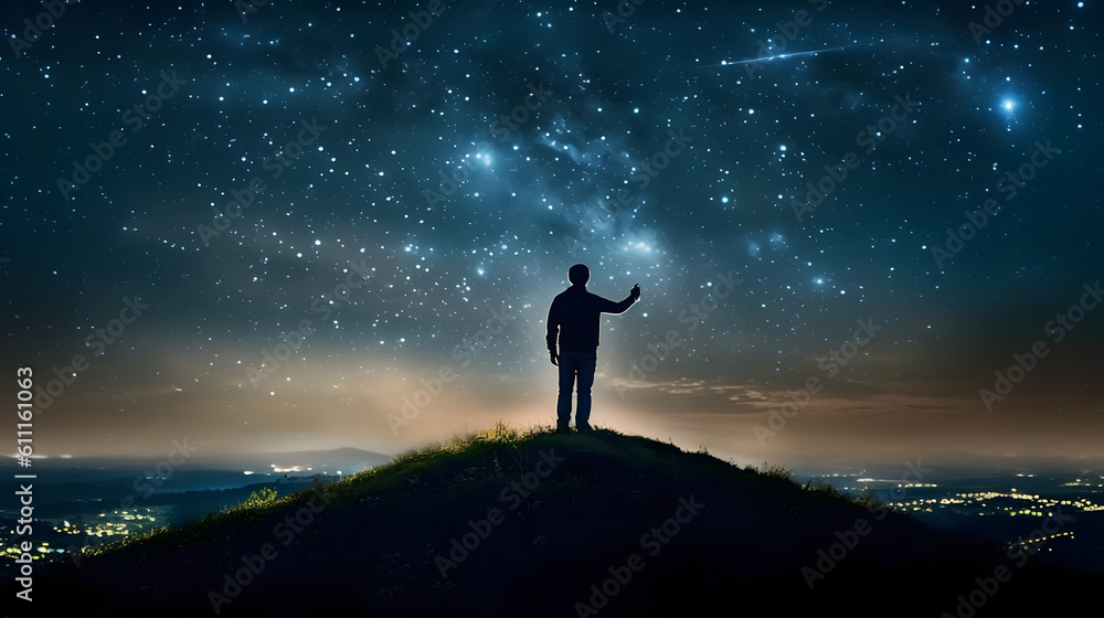 Homme regardant le ciel et les étoiles