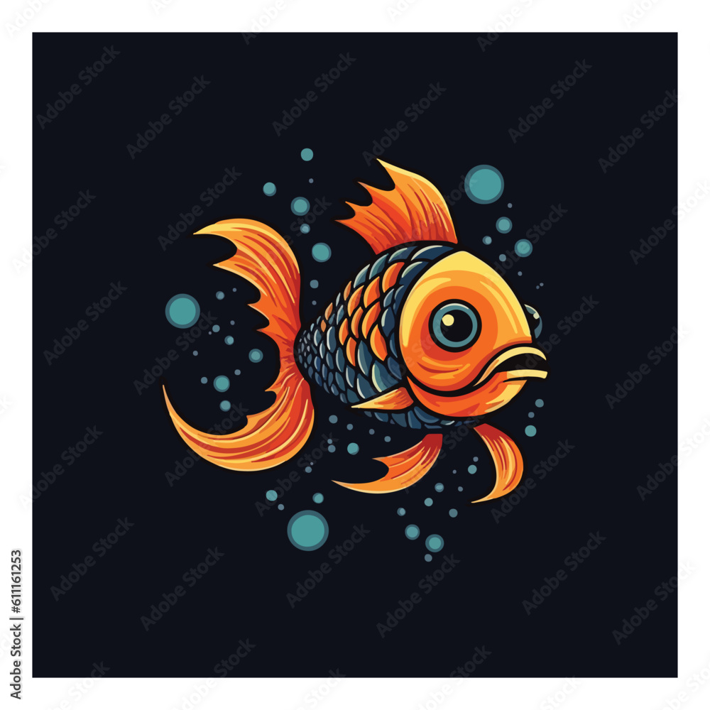 Mascot logo in the shape of a goldfish for a fish food products company Mascot logo in the shape of a goldfish for a fish food products company