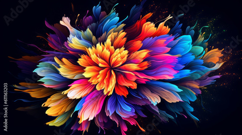 A vibrant and multicolored flower in full bloom. Generative ai