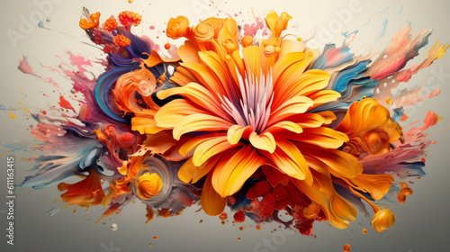Canvas Print A vibrant and colorful flower painting. Generative ai
