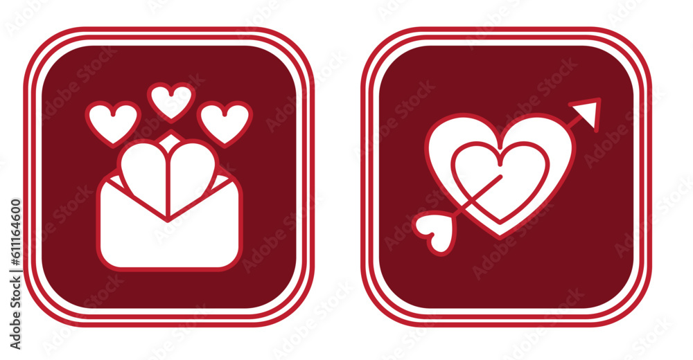 love vector icon set with red background love vector icon set with red background