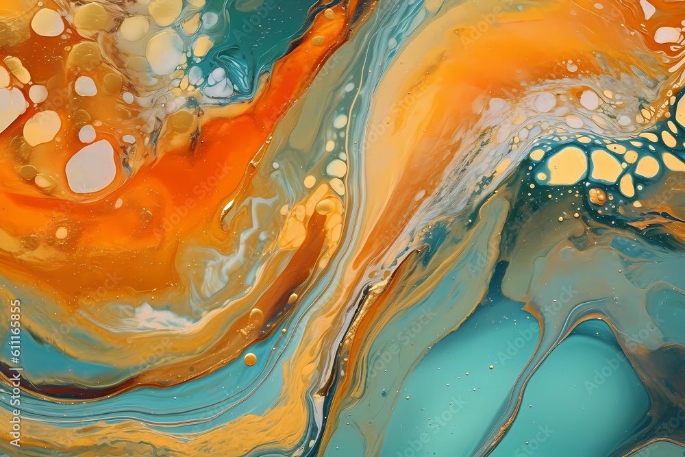 Fototapeta premium Colorful, creative painting - marble effect background. Generative Ai