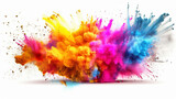 Colorful powder explosion on white background. Generative ai