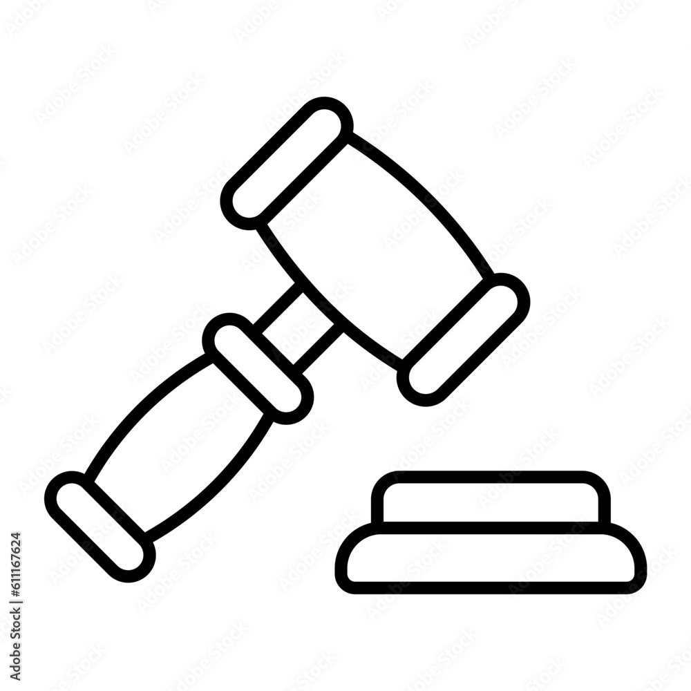 Law Hammer Outline Icon Law Hammer Outline Icon