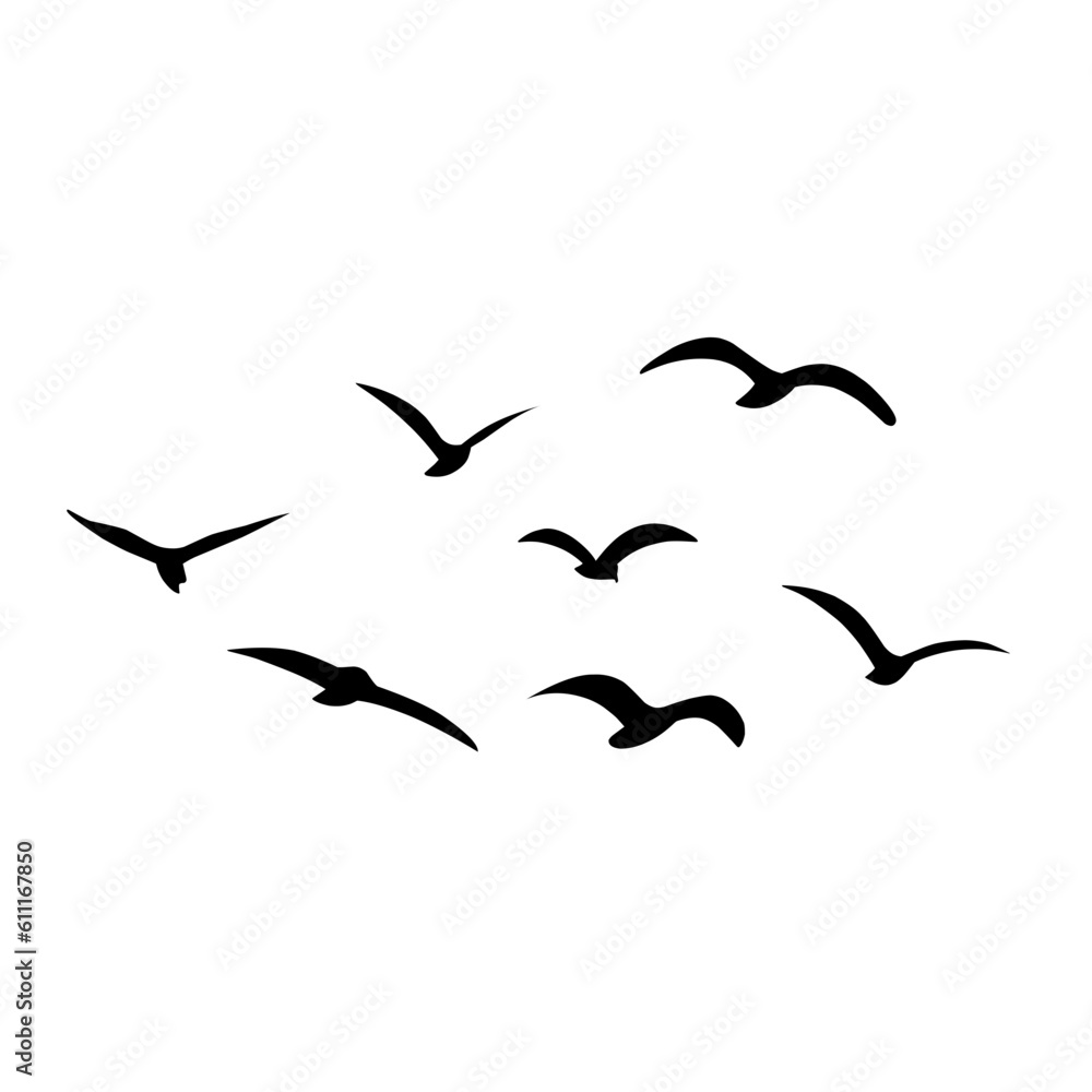 Naklejka premium Silhouette of flying birds