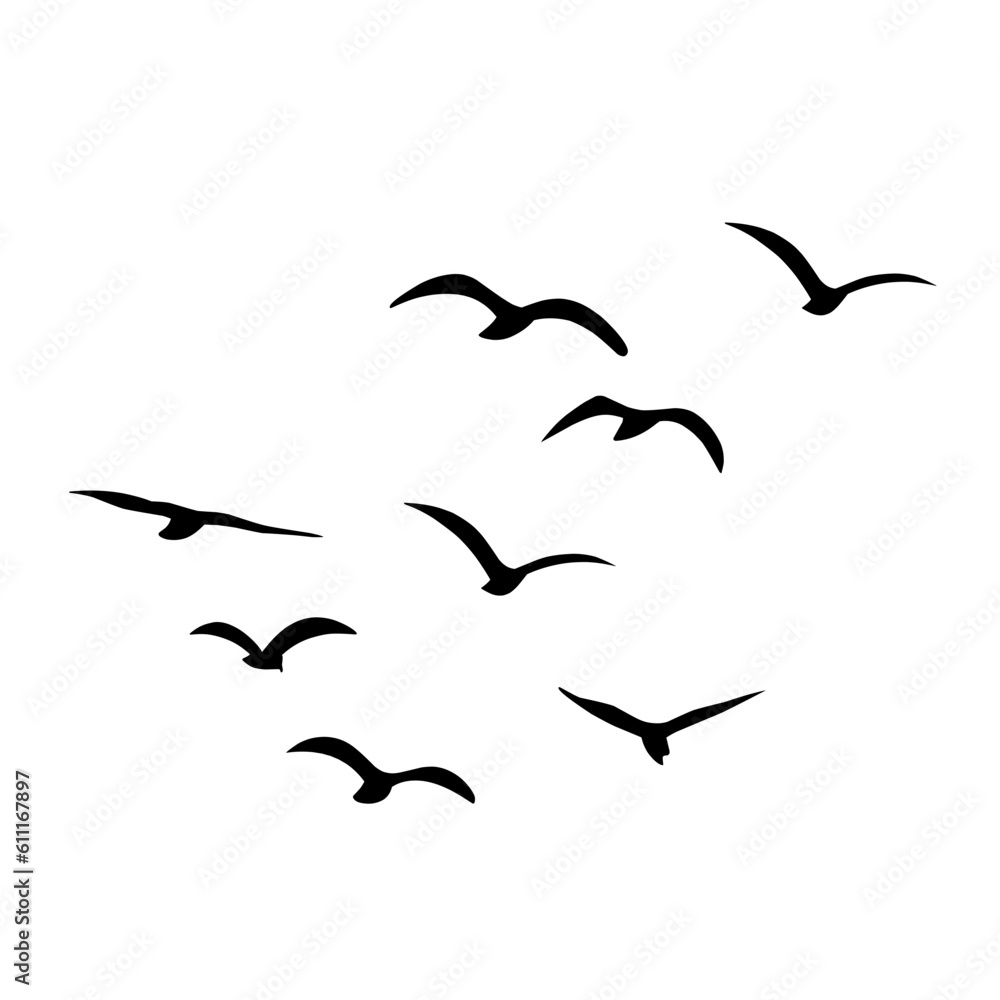 Naklejka premium Silhouette of flying birds