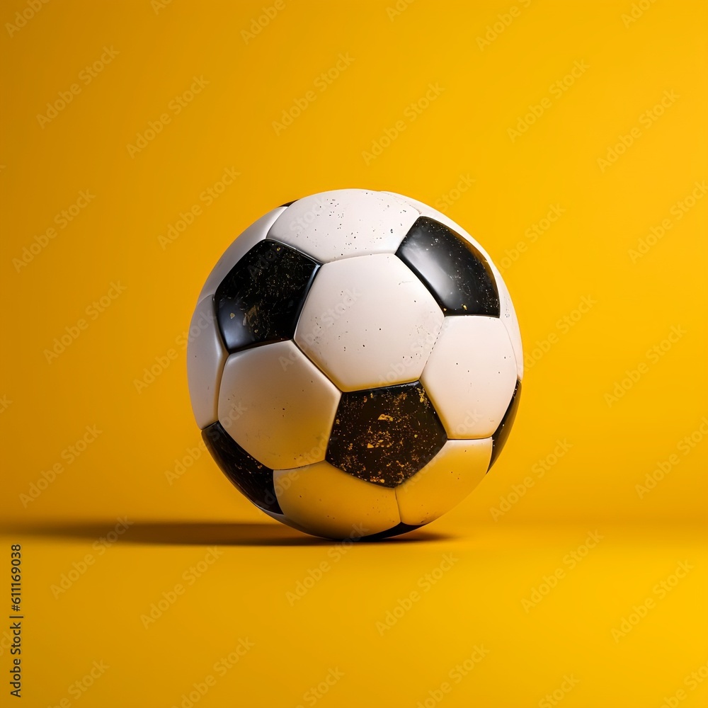 soccer ball on yellow background soccer ball on yellow background