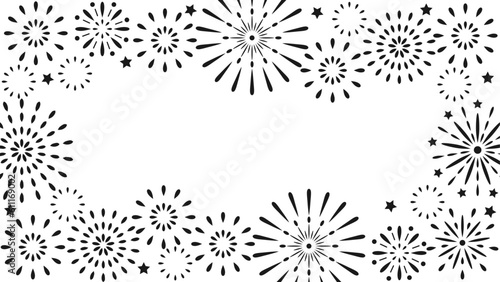 花火をフレーム風にしたイラスト　アスペクト比16：9バージョン