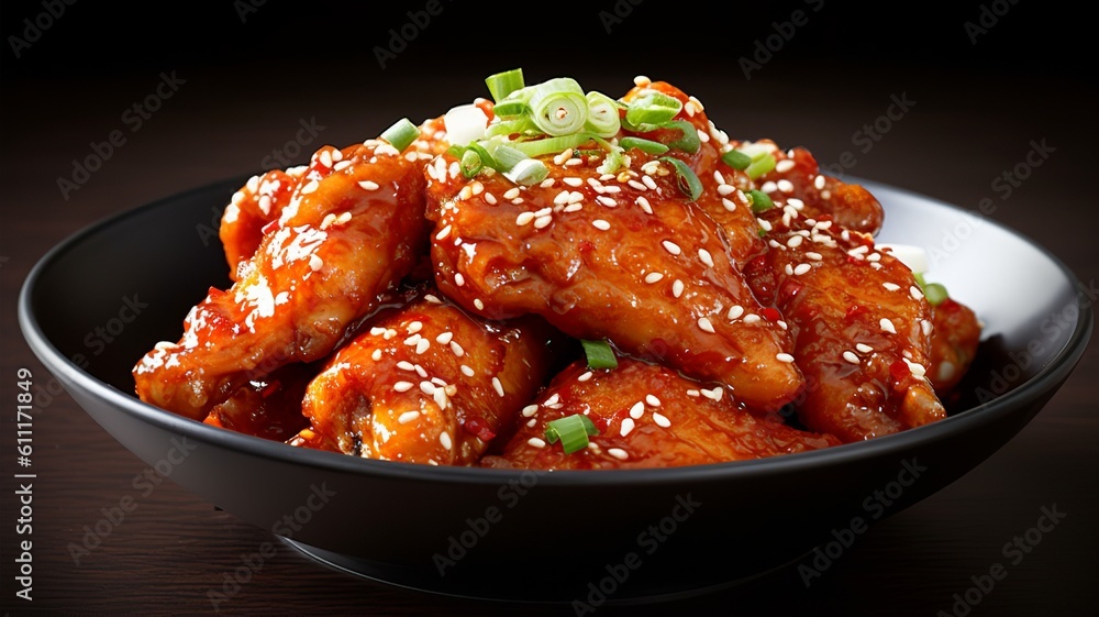 Korean Flair: Sticky and Glossy Korean Fried Chicken Stock Illustration