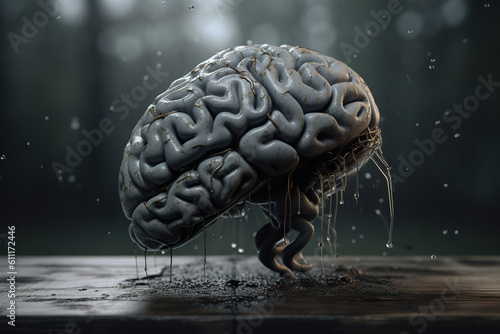 Brain disorder ideal for website and magazine layouts and designs in companies. Concept of human brain disorder. Realistic 3D illustration. Generative AI