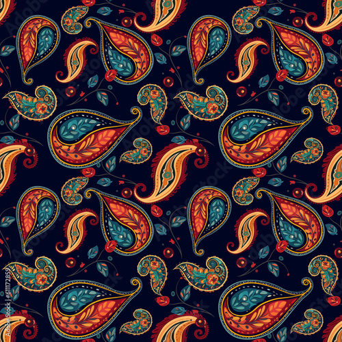 Paisley ethnic patterns design floral pattern with paisley and indian flower motifs. damask style pattern for textil and decoration