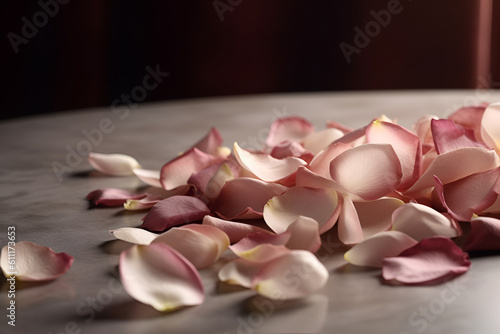 Pink rose petals on a table - AI Technology