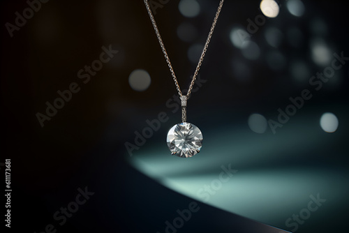 Diamond necklace on black background - AI Technology