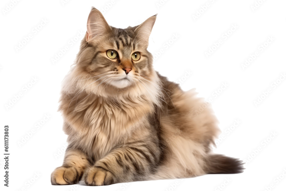 American bobtail cat isolated on transparent background. Generative AI