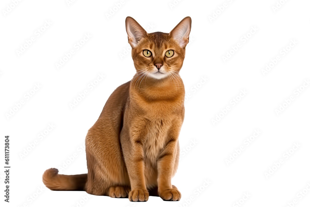 Abyssinian cat isolated on transparent background. Generative AI