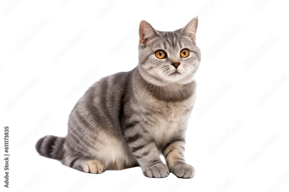 American wirehair cat isolated on transparent background. Generative AI American wirehair cat isolated on transparent background. Generative AI