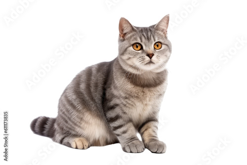 American wirehair cat isolated on transparent background. Generative AI