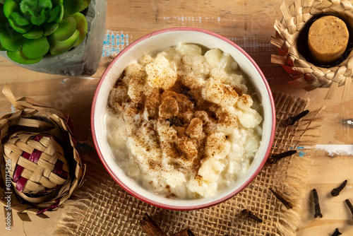 Canvas Print cup of canjica, typical food consumed in the Brazilian Festa Juninas