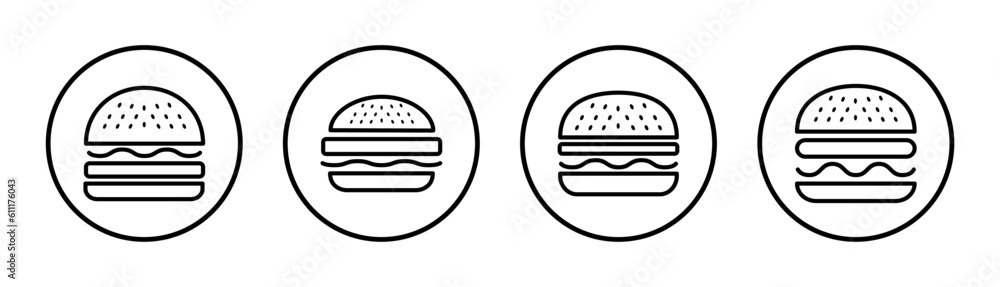 Burger icon set illustration. burger sign and symbol. hamburger Burger icon set illustration. burger sign and symbol. hamburger