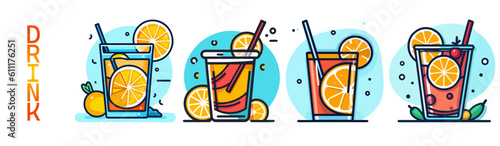 Summer drinks illustration set