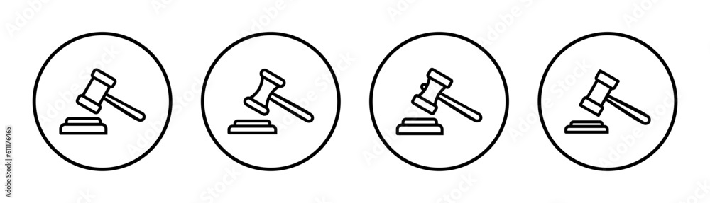 Gavel icon set illustration. judge gavel sign and symbol. law icon. auction hammer Gavel icon set illustration. judge gavel sign and symbol. law icon. auction hammer