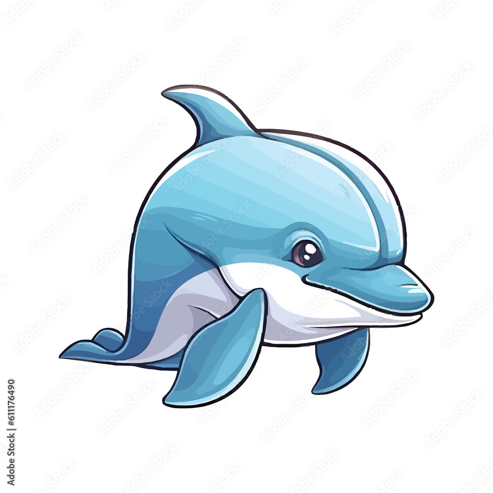 Naklejka premium Cheerful Porpoise: Lively 2D Illustration Brimming with Cuteness