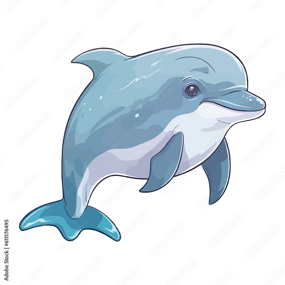 Fototapeta premium Cheerful Porpoise: Lively 2D Illustration Brimming with Cuteness