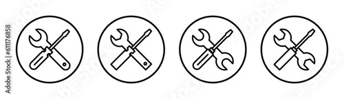 Repair tools icon set illustration. tool sign and symbol. setting icon. Wrench and screwdriver. Service