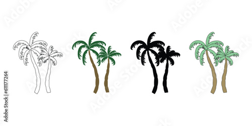 Tropical Paradise Palm Tree Vector Clipart Collection  palm tree silhouette  Colorful Vector Illustration of summer seasonal palm tree.