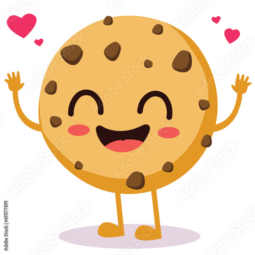 Happy smiling Kawaii cute cookie. Vector flat cartoon character illustration icon design. Isolated on white background. 
