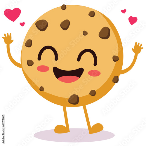 Happy smiling Kawaii cute cookie. Vector flat cartoon character illustration icon design. Isolated on white background. 
